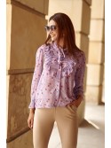 Chiffon shirt with flowers, purple 8100 - Online store - Boutique